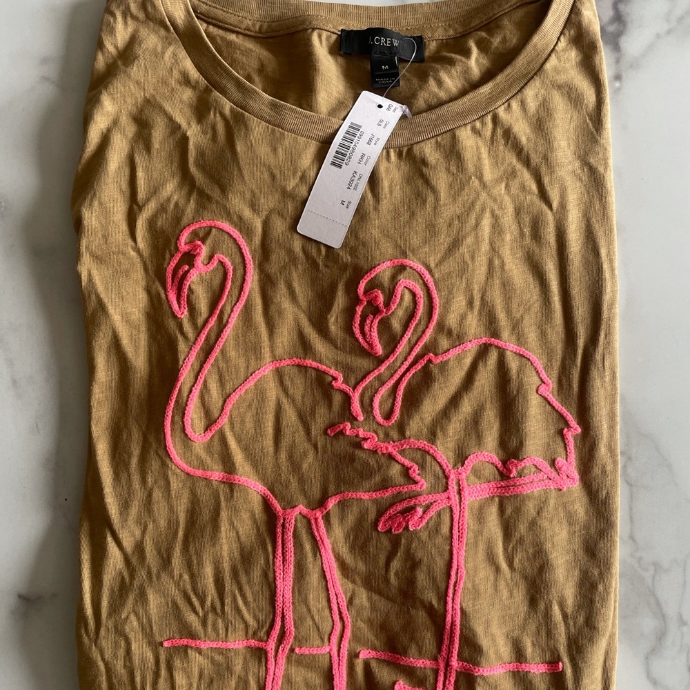 J. Crew Flamingo T Shirt sz M